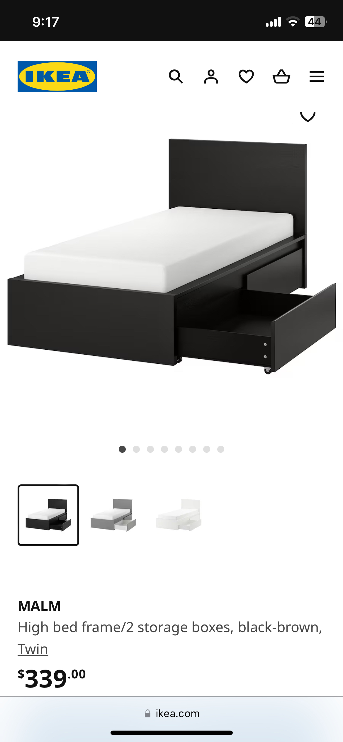 Ikea Malm twin bed frame with two storage drawers and mattress - photo 2