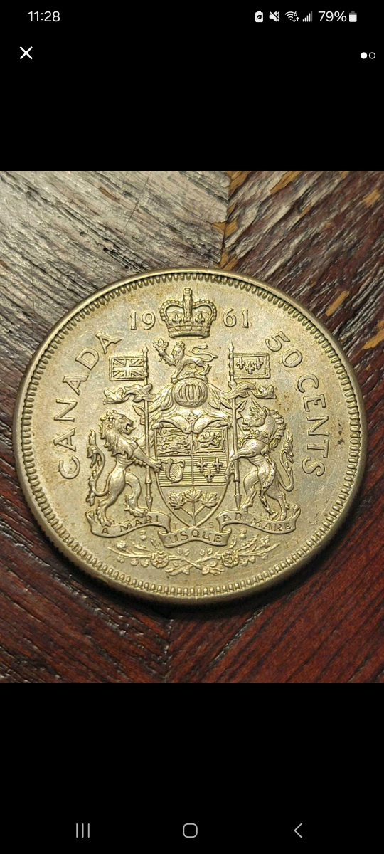 1961 Canada Silver Half Dollar 50 Cent Coin thumbnail