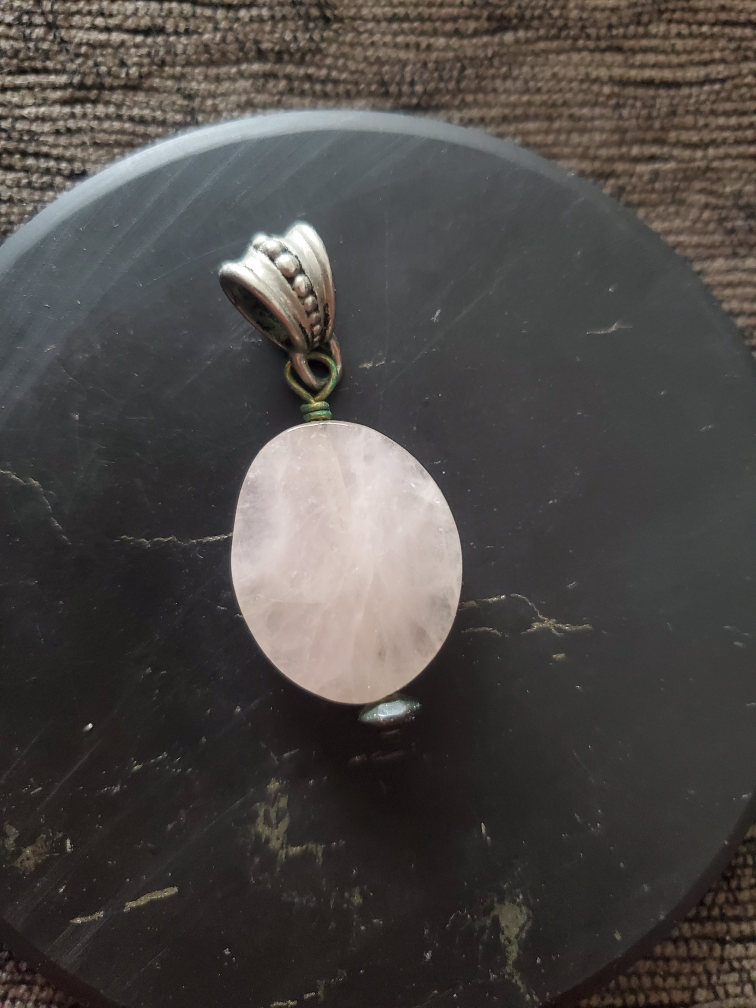 Soft rose quartz pendant thumbnail