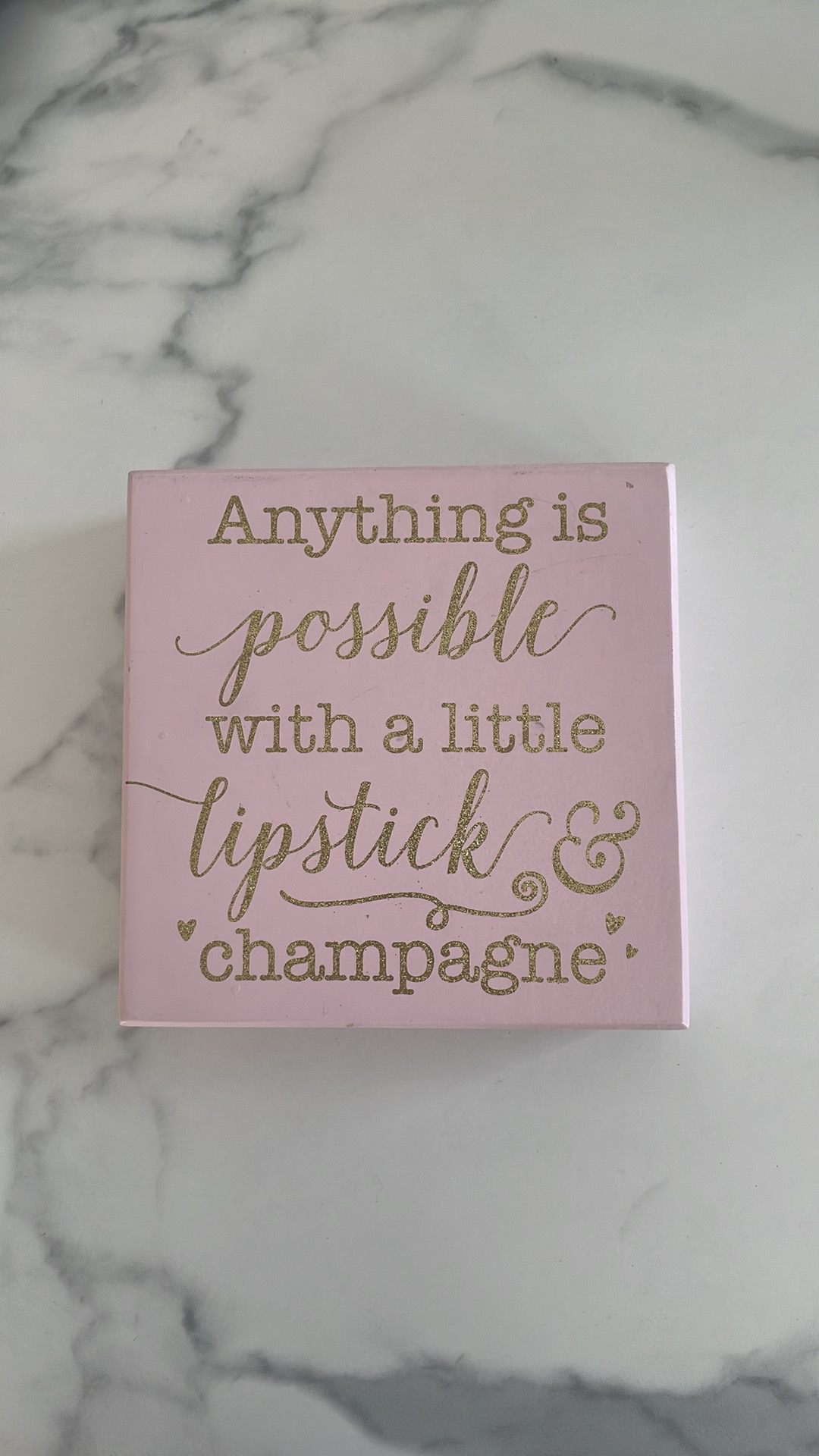 Wooden Pink Champagne Bar Sign Gold Glitter Lettering #freecycle