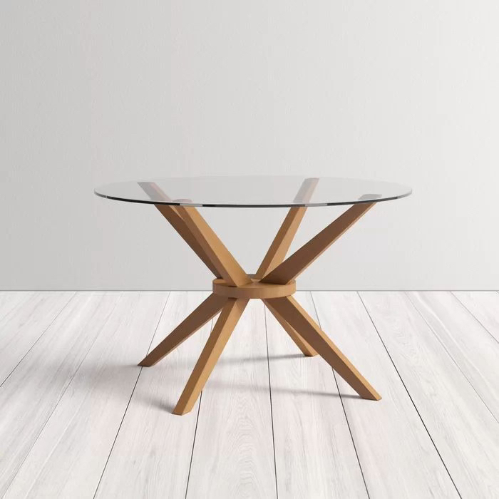Modern Walnut and Glass Dining Table w/ two chairs, “48 round - photo 2