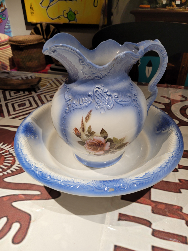 Large Vintage water pitcher and basin thumbnail