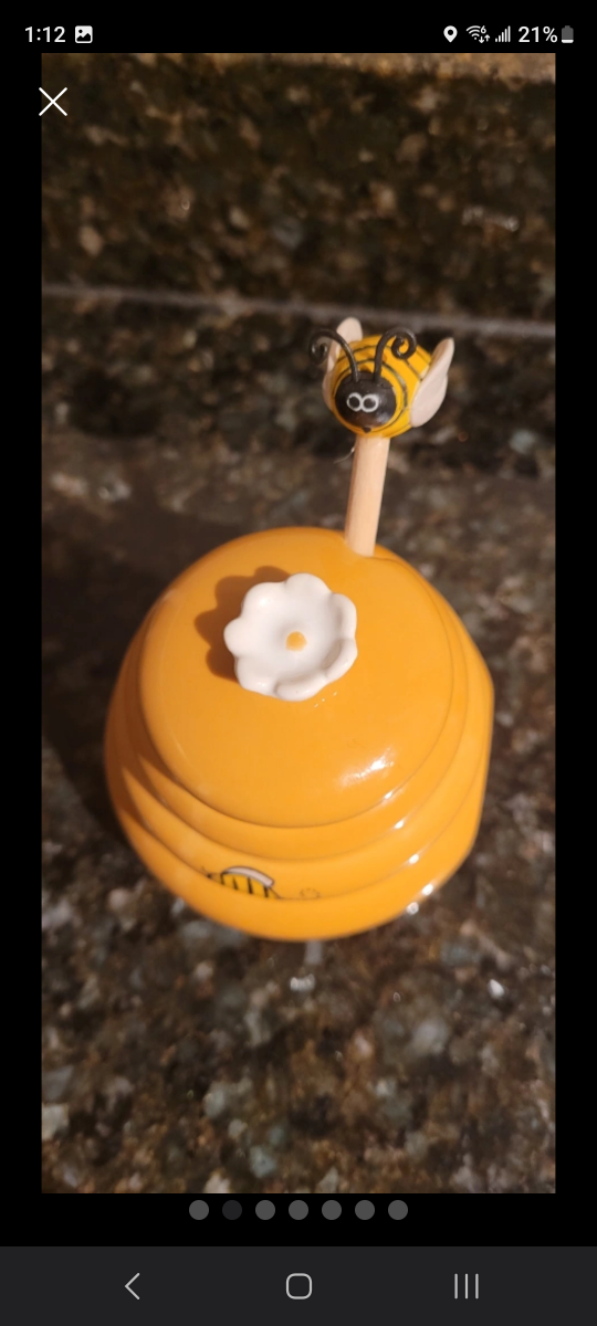 Ceramic Beehive Honey Pot And Wooden Dipper Honey Jar With Lid - photo 4