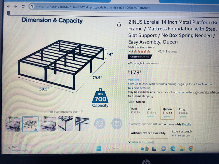 Queen bed frame and Queen memory foam mattress - photo 2