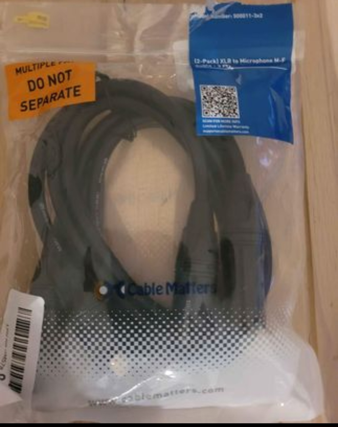 2-Pack, 3ft Gold Plated XLR Male to Female Microphone Cable thumbnail