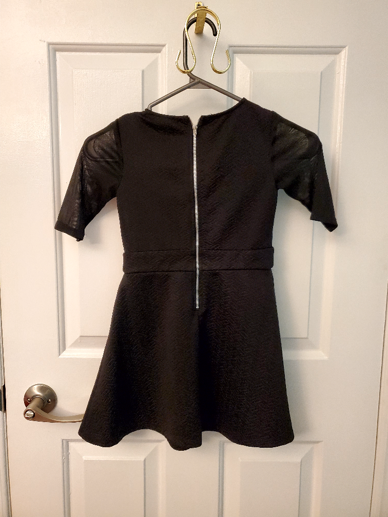 kids black dress with sheer sleeve, size small - photo 2
