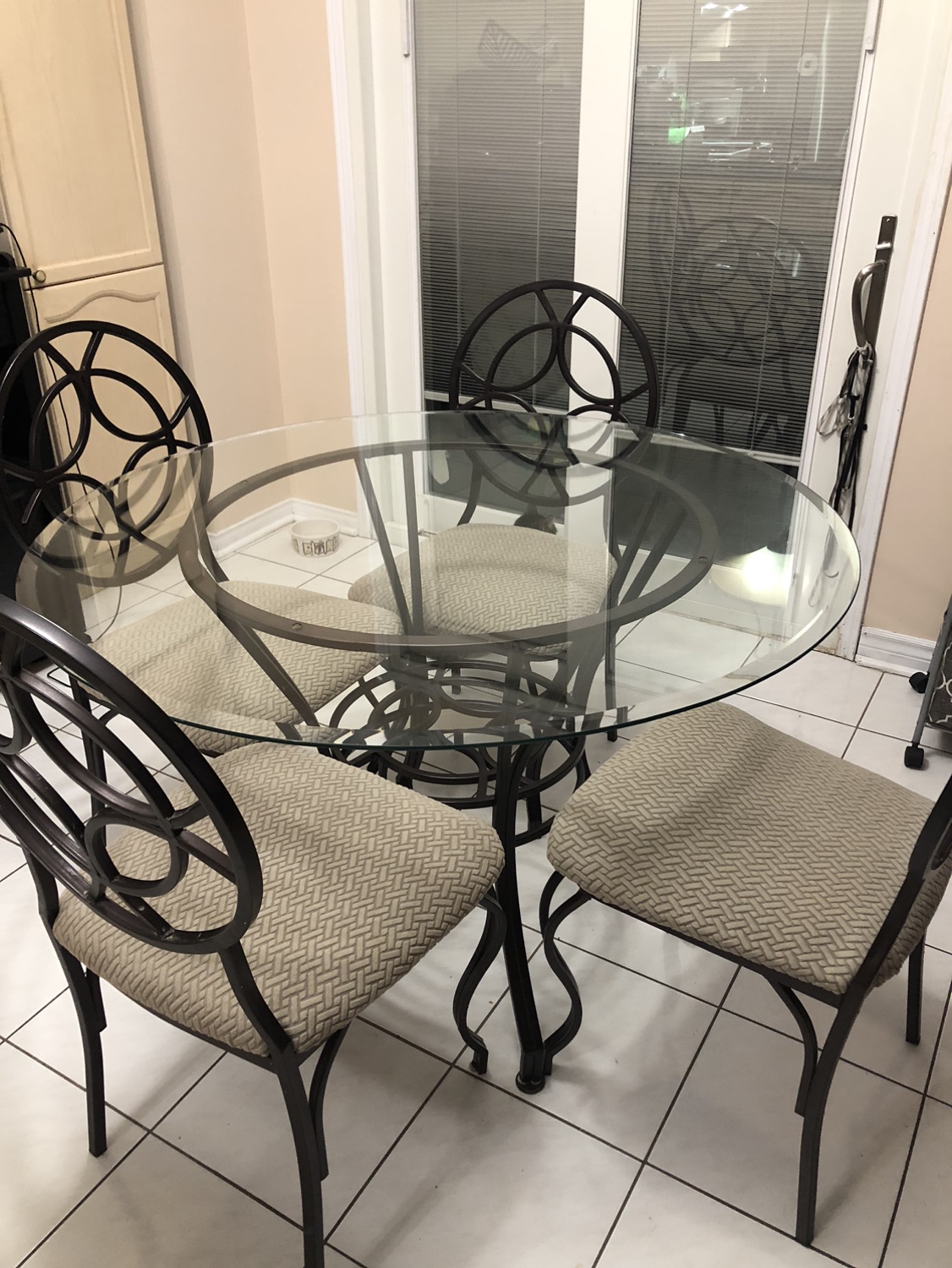 Glass table and 4 chairs