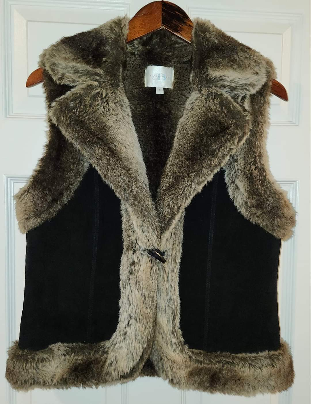 100% Leather BLACK SUEDE VEST, #M thumbnail