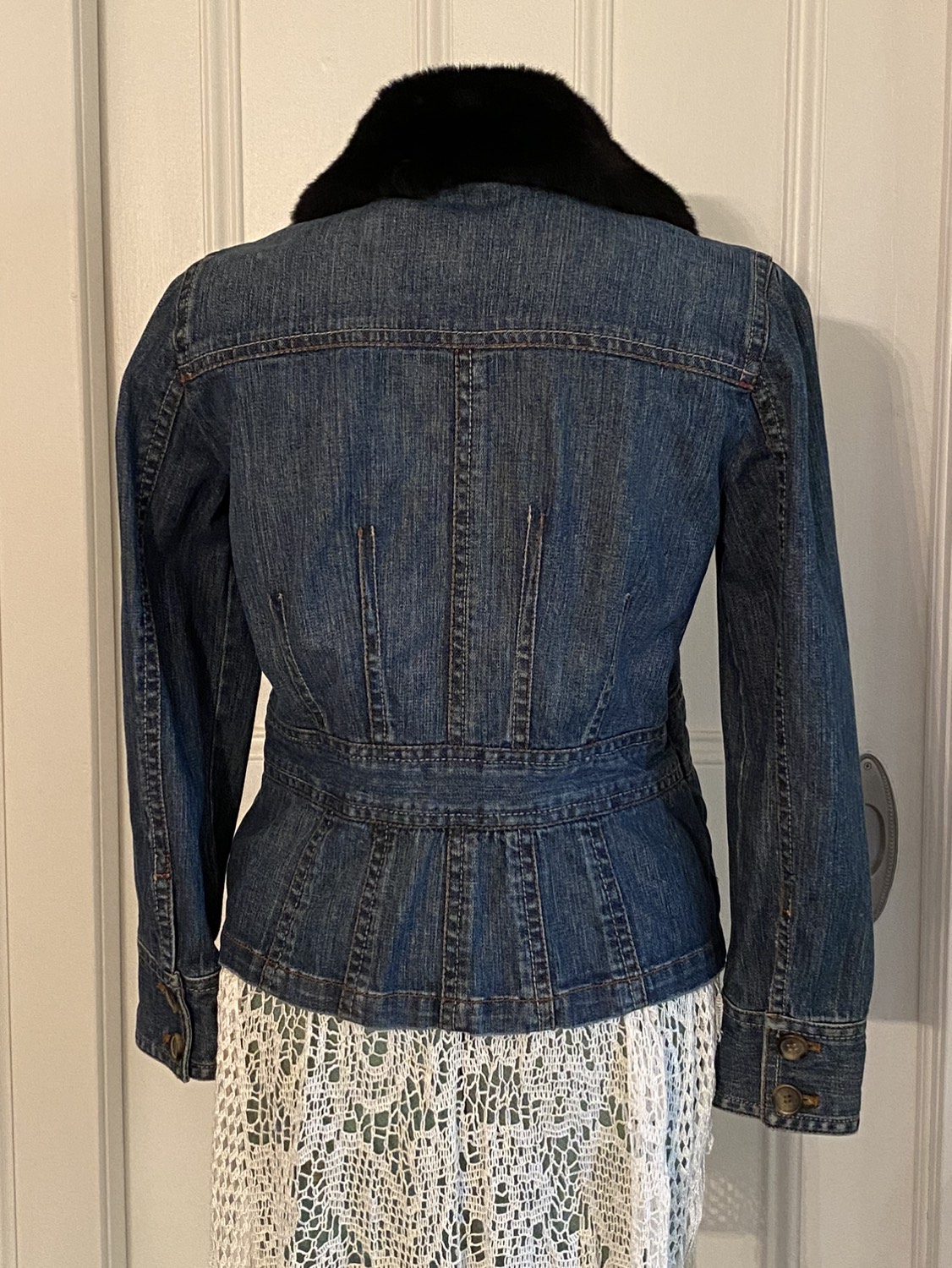 Liz Claiborne Denim Jacket with removable faux fur collar image indicator(4)