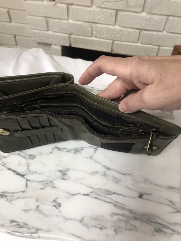 Leather Crossbody Bag.  Khaki. image indicator(4)