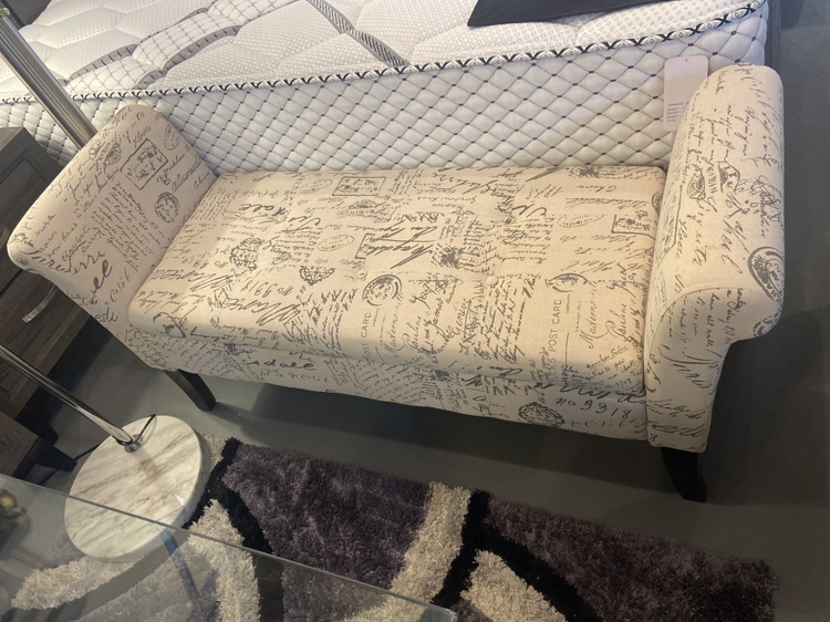 Accent bench with storage in French fabric thumbnail
