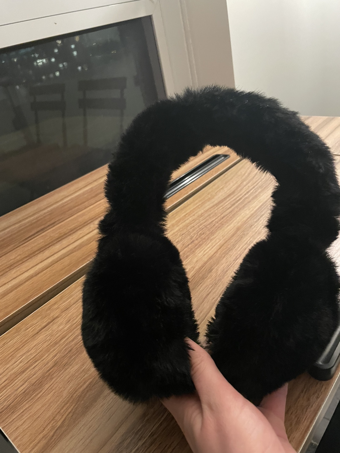 Black fuzzy ear muffs thumbnail