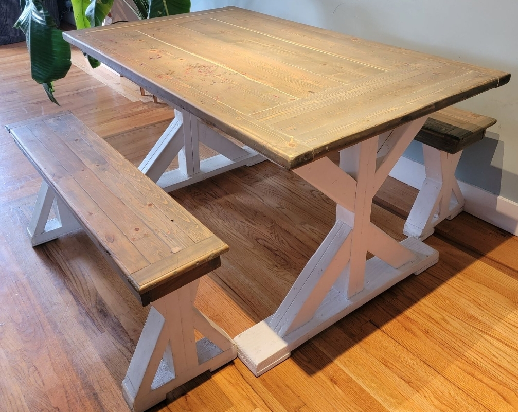Dining Table Farmhouse Style with Matching benches - photo 4