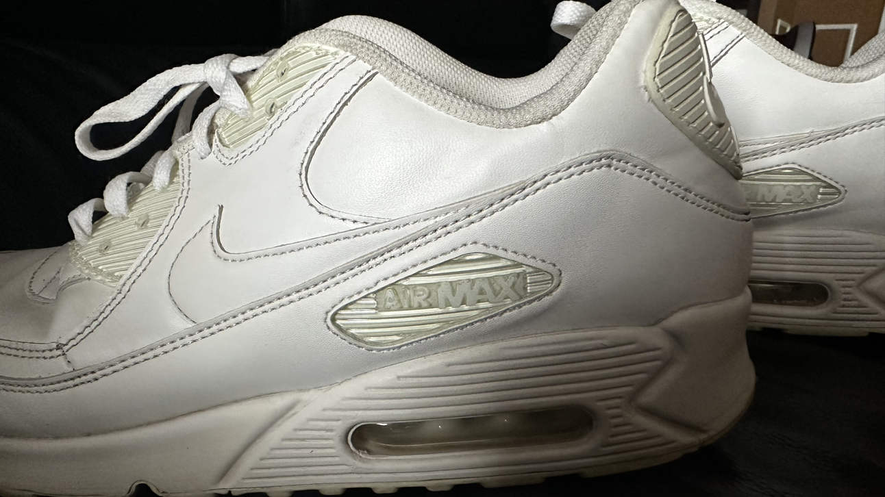 NIKE AIR MAX 90 trainers triple white leather image indicator(4)