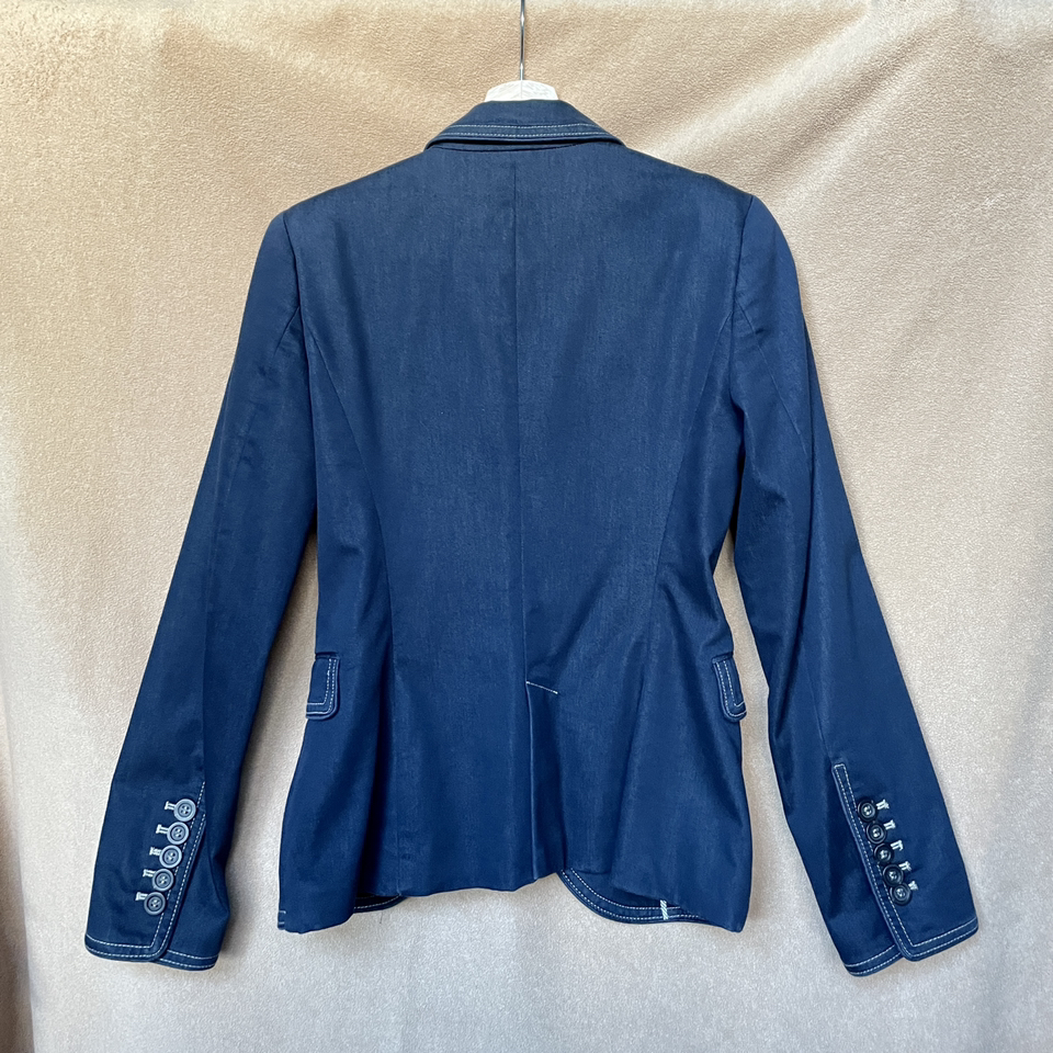 Zara Denim Blazer Women Sz Small image indicator(2)