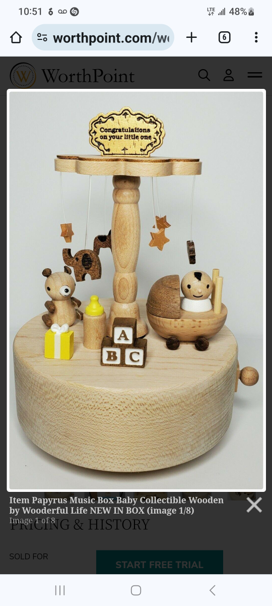 NEW! BNIB! VERY RARE! Wooden Collectable Baby Musical Box image indicator(9)