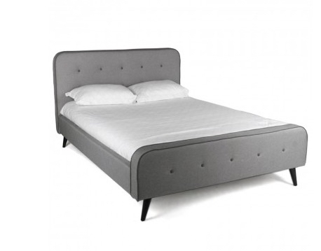 Domino Queen Upholstered Bed -Grey Fabric