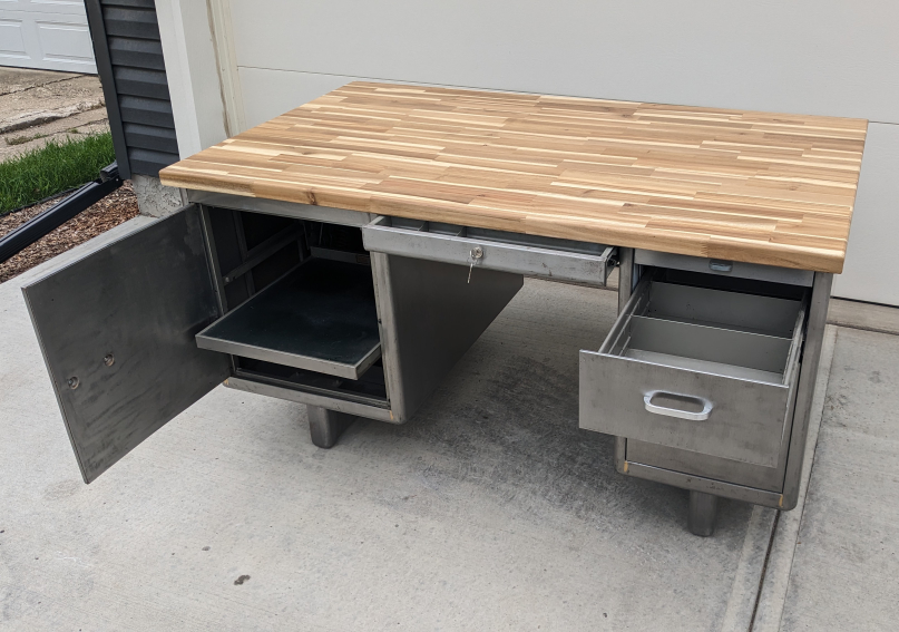Refinished Steel Tanker Desk - photo 2