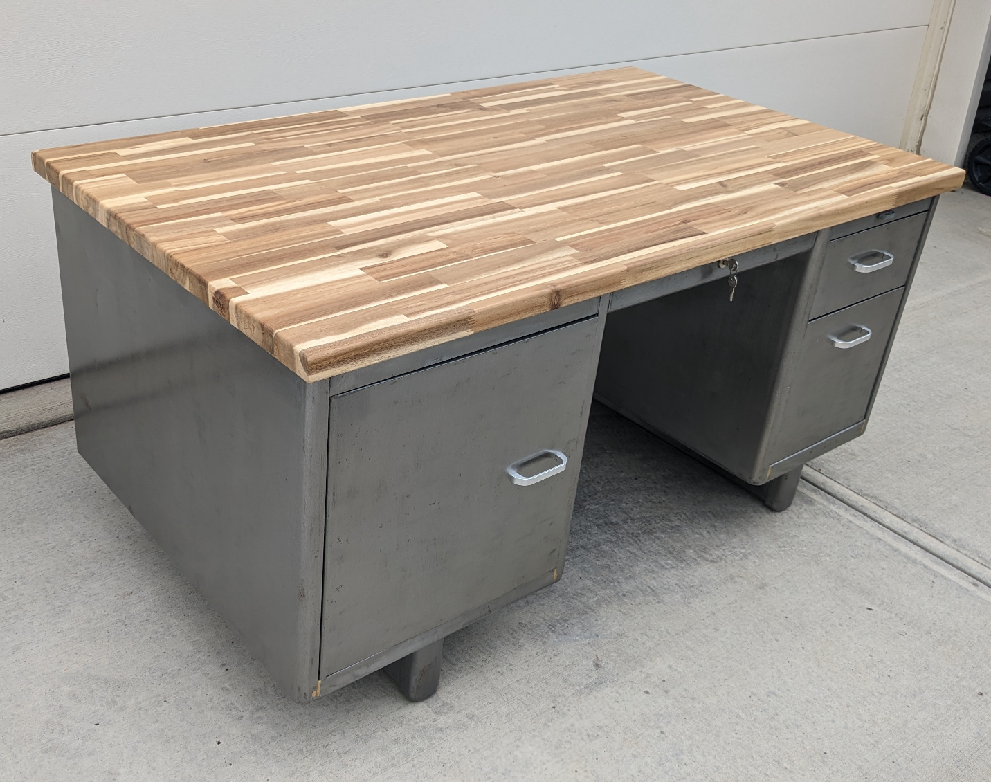 Refinished Steel Tanker Desk - photo 3