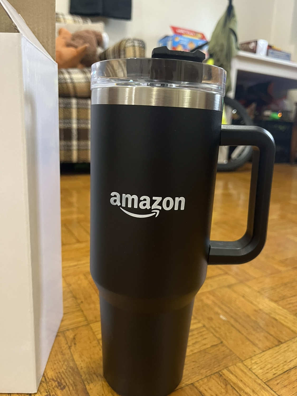Stainless steel tumbler with straw thumbnail