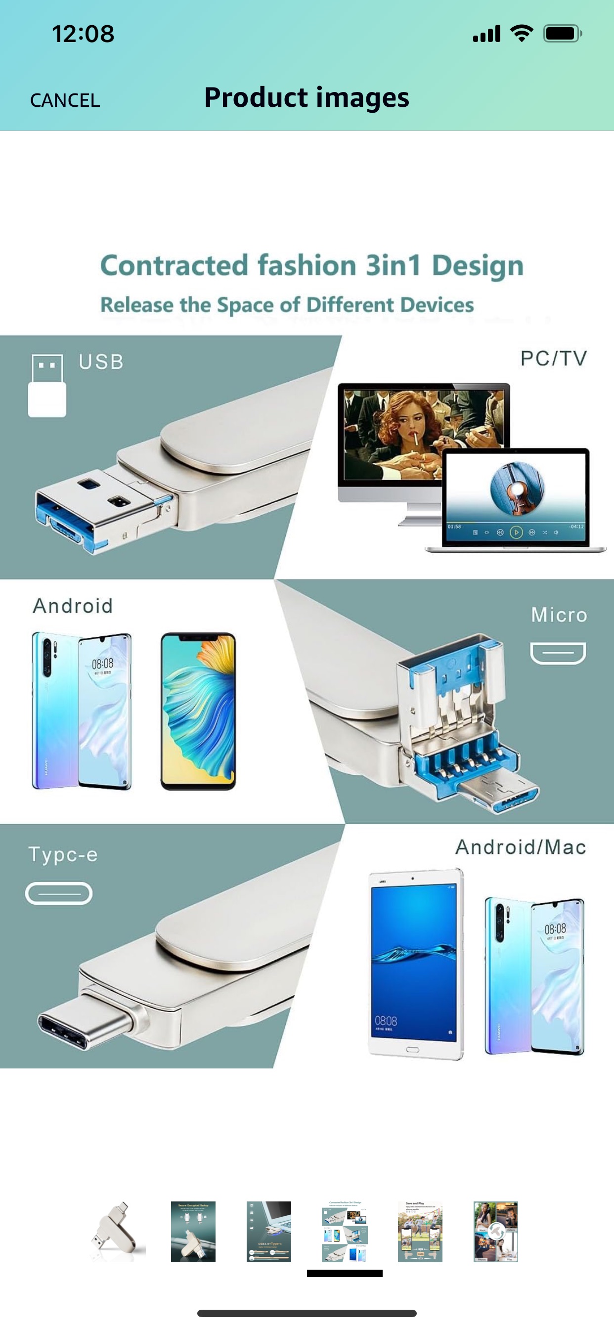 New 2023 32GB Flash Drive USB 3.0 Stick for Phone, USB 3-in-1 image indicator(4)