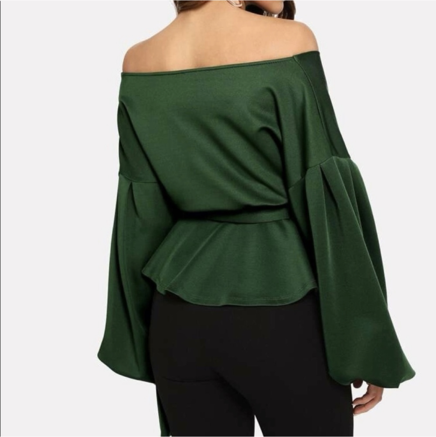 NEW Belted peplum blouse with balloon sleeves XS image indicator(3)