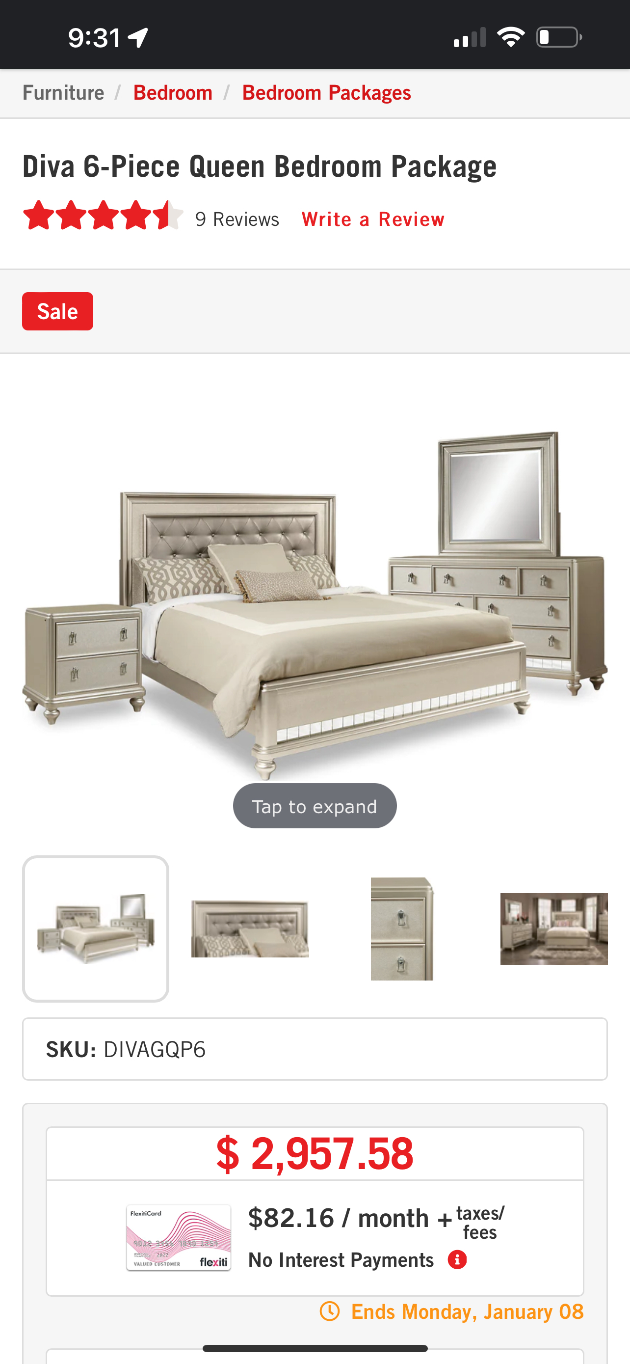 5 piece King size bed room set