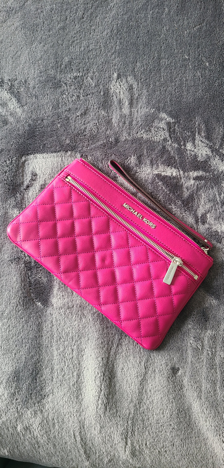 Pink Leather Clutch