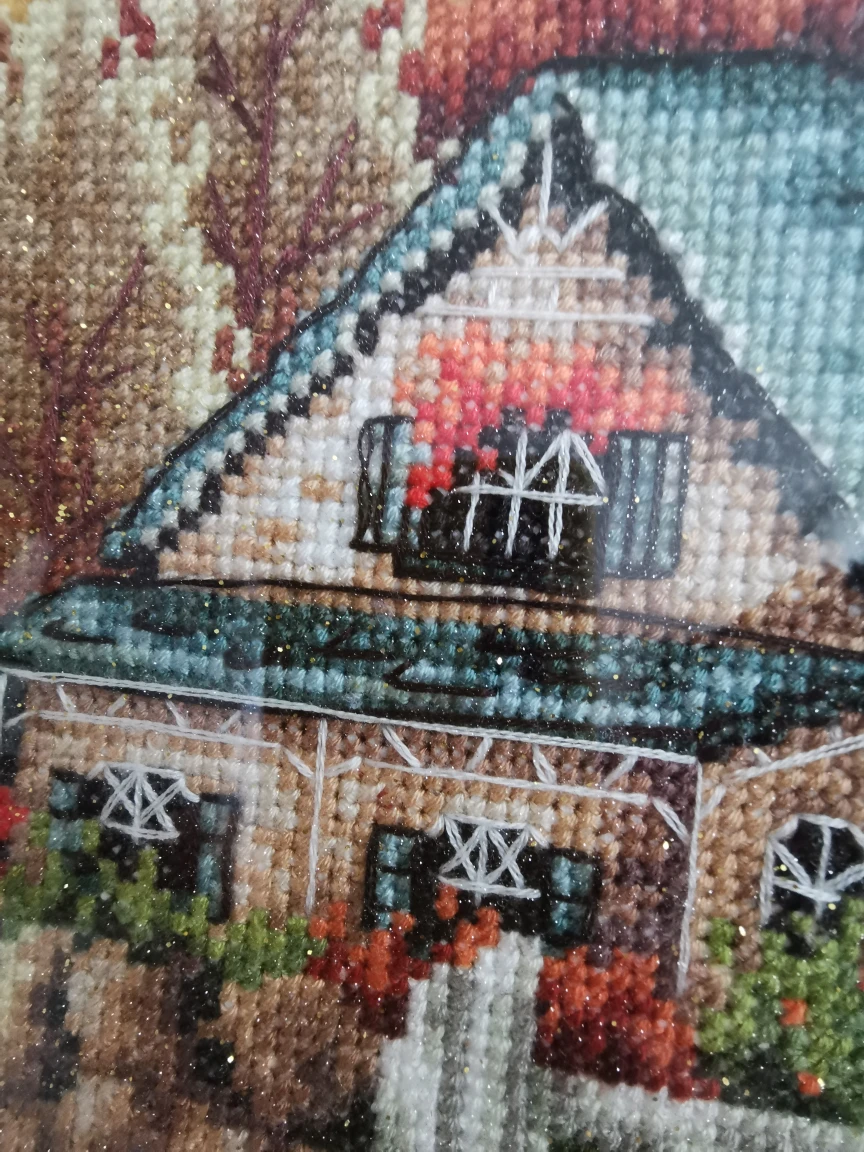 Hand made Cross Stitch Autumn lane. - photo 4