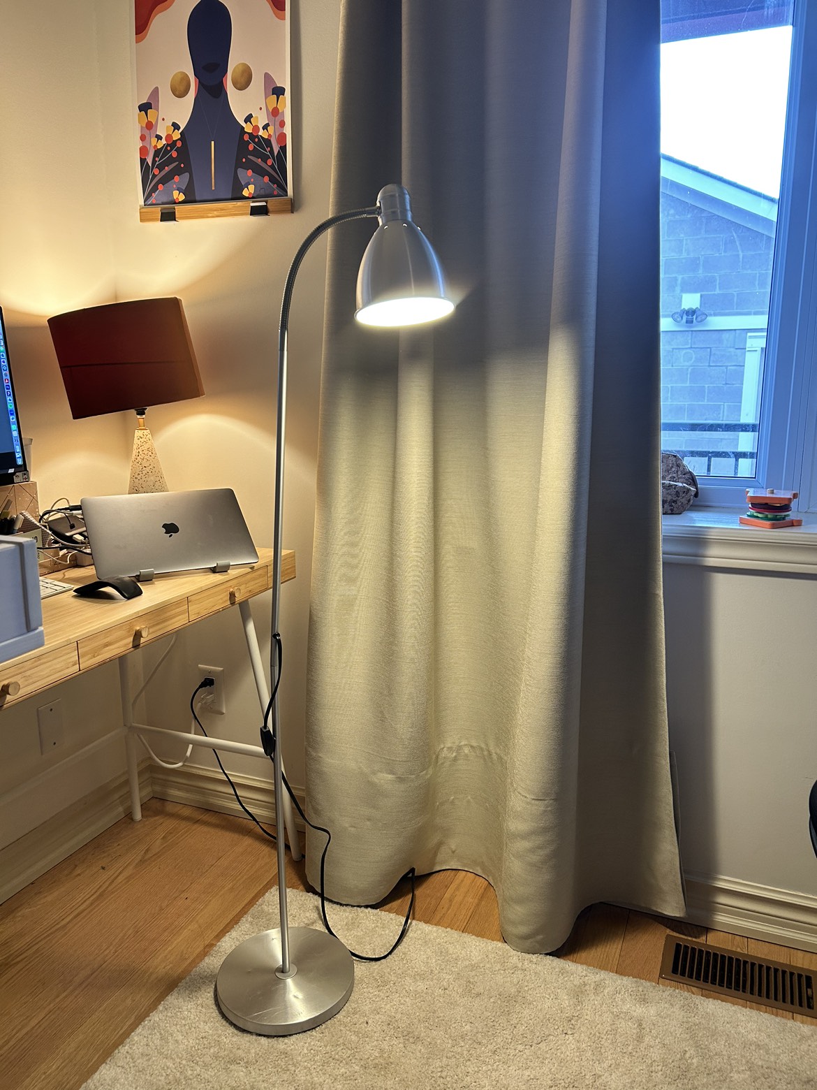 Silver standing reading lamp thumbnail