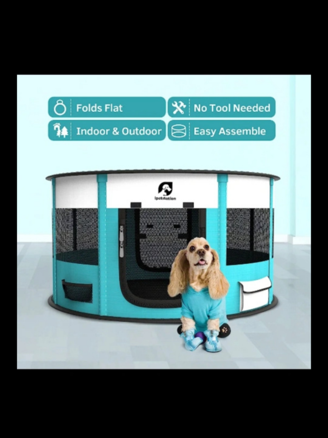 Pet Playpen in Cyan, 44"/110cm image indicator(3)