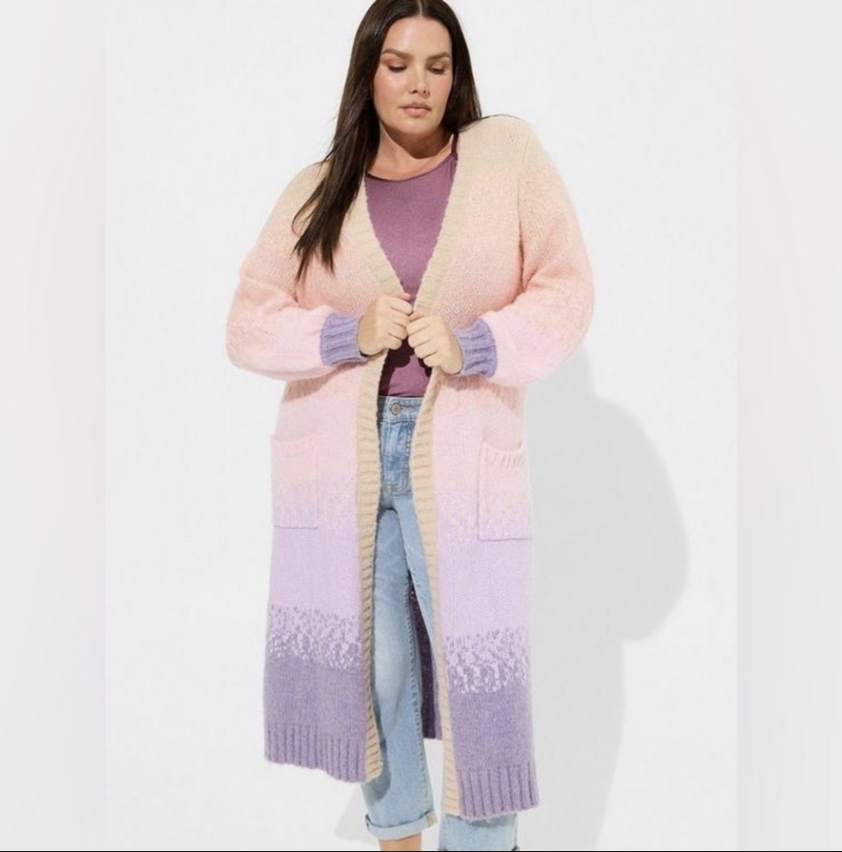 NWT Torrid Size 2 Balloon Sleeve Ombre Colourful Coatigan thumbnail