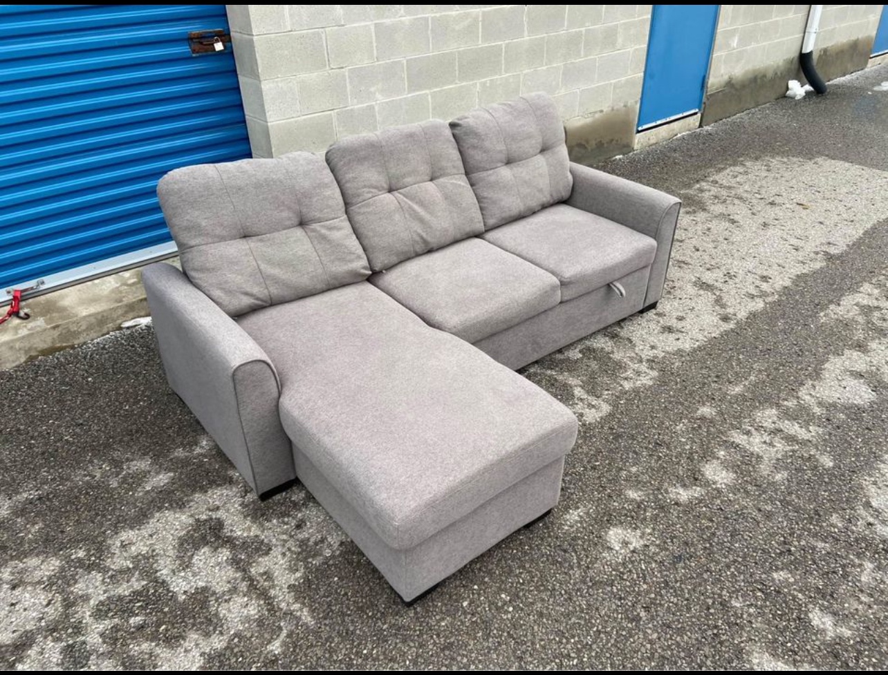 FREE DELIVERY• GREY MODERN SECTIONAL COUCH / SOFA BED w/ STORAGE