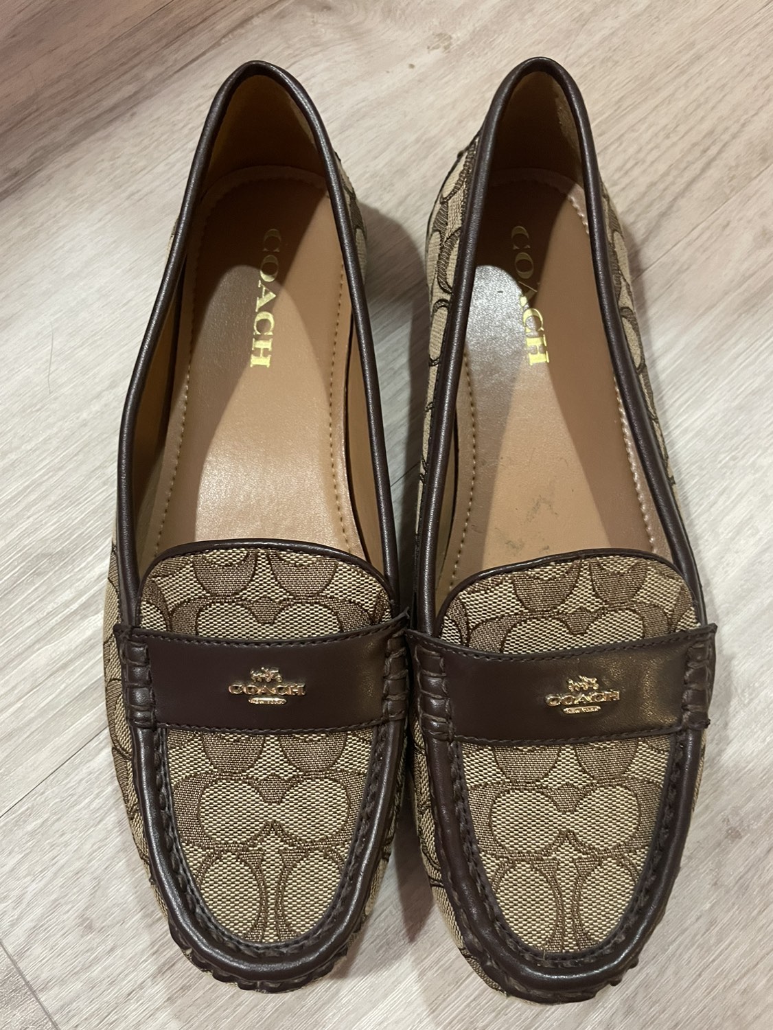 Coach Size 10 Odette Leather & Jacquard Loafers thumbnail
