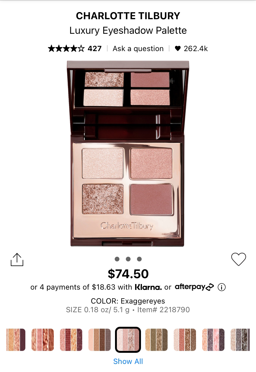Charlotte Tilbury eyeshadow palette