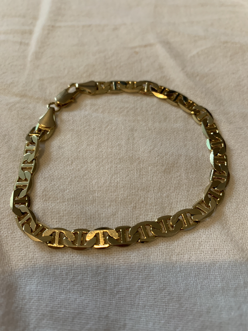 14K Gold Plated Mariner link chain bracelet thumbnail