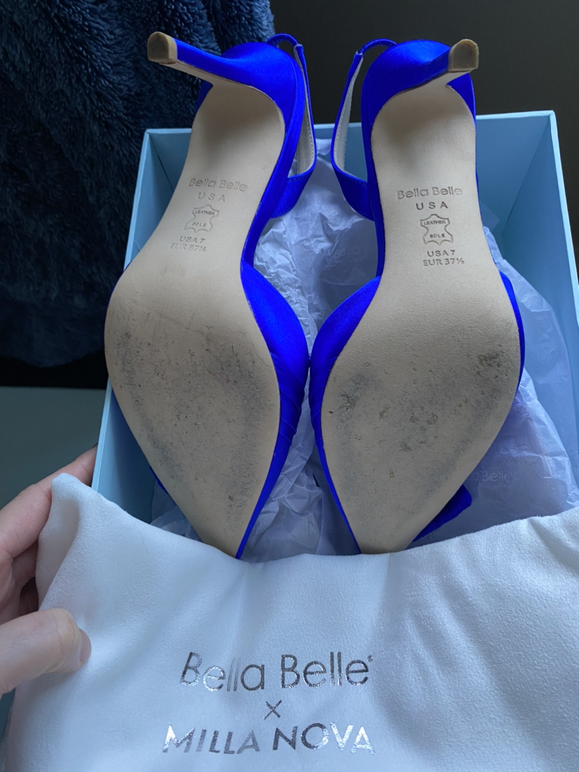REESE BLUE Royal Blue Slingback Heels with Asymmetrical Bow - photo 4