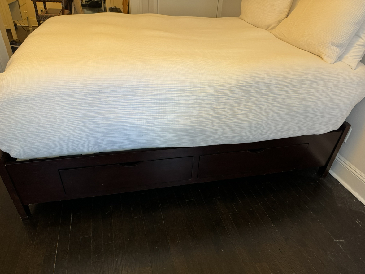 Bed Frame w Storage (Full) and Free Tempurpedic Mattress