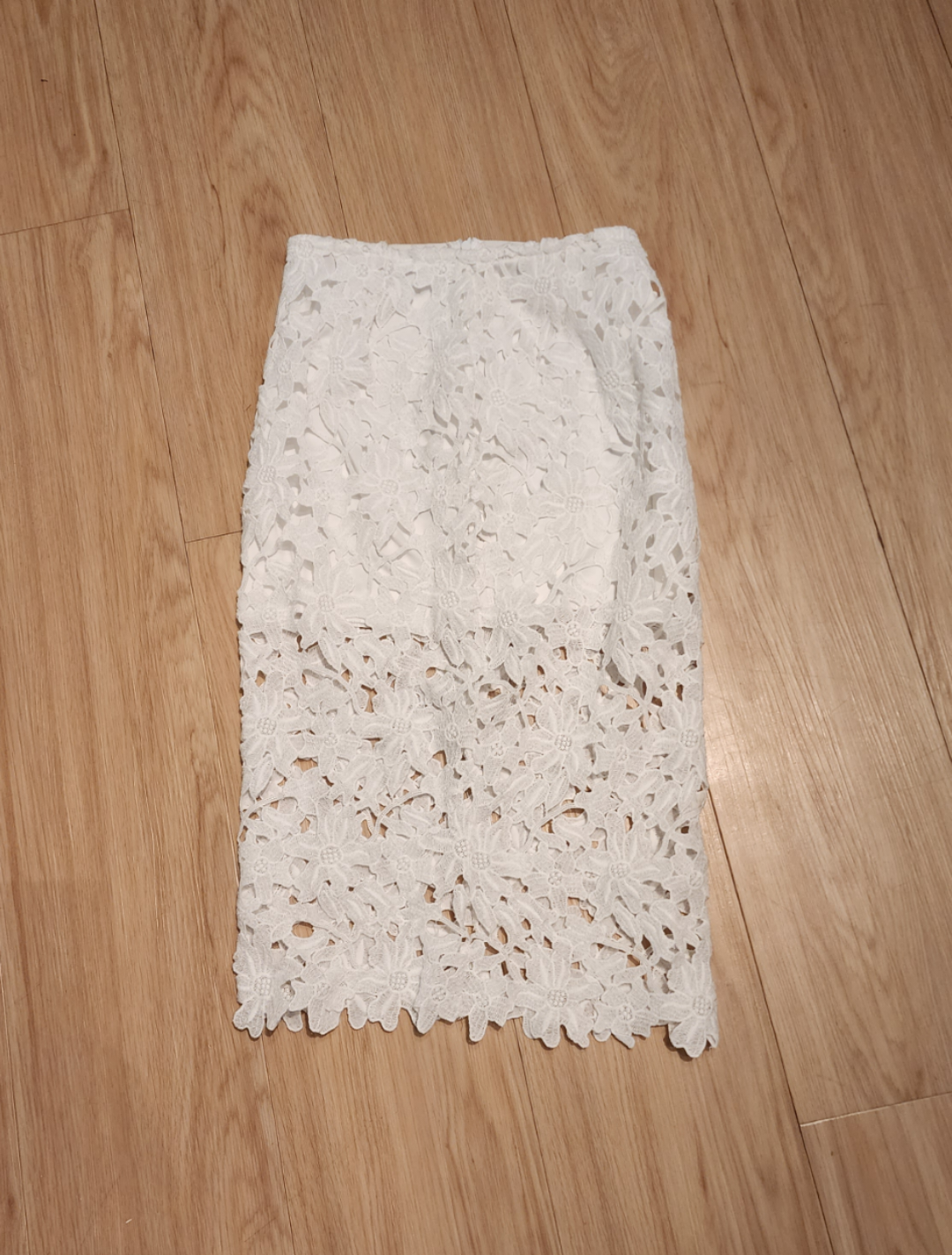 2 Layer White Lace Midi Skirt thumbnail