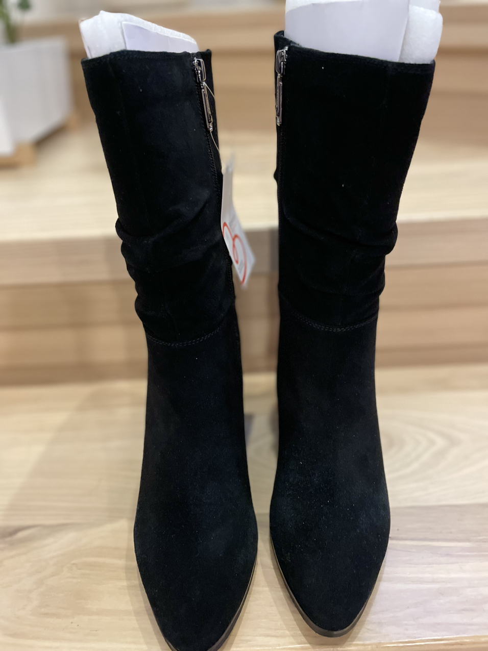 Black suede high boots 9 - fashionable medium heel image indicator(3)