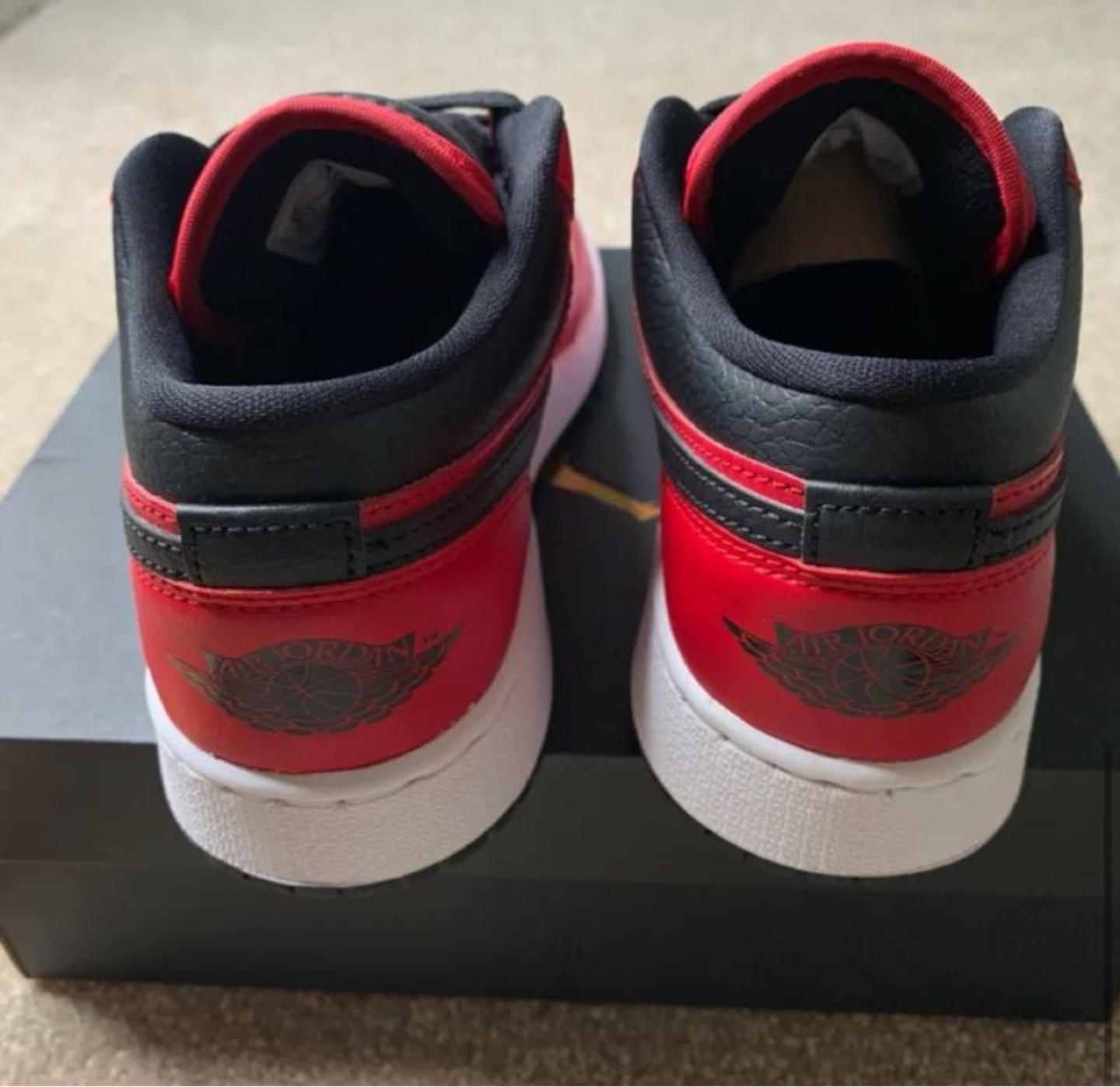 Jordan 1 Low' Pebbled Leather; Red/Black - photo 5