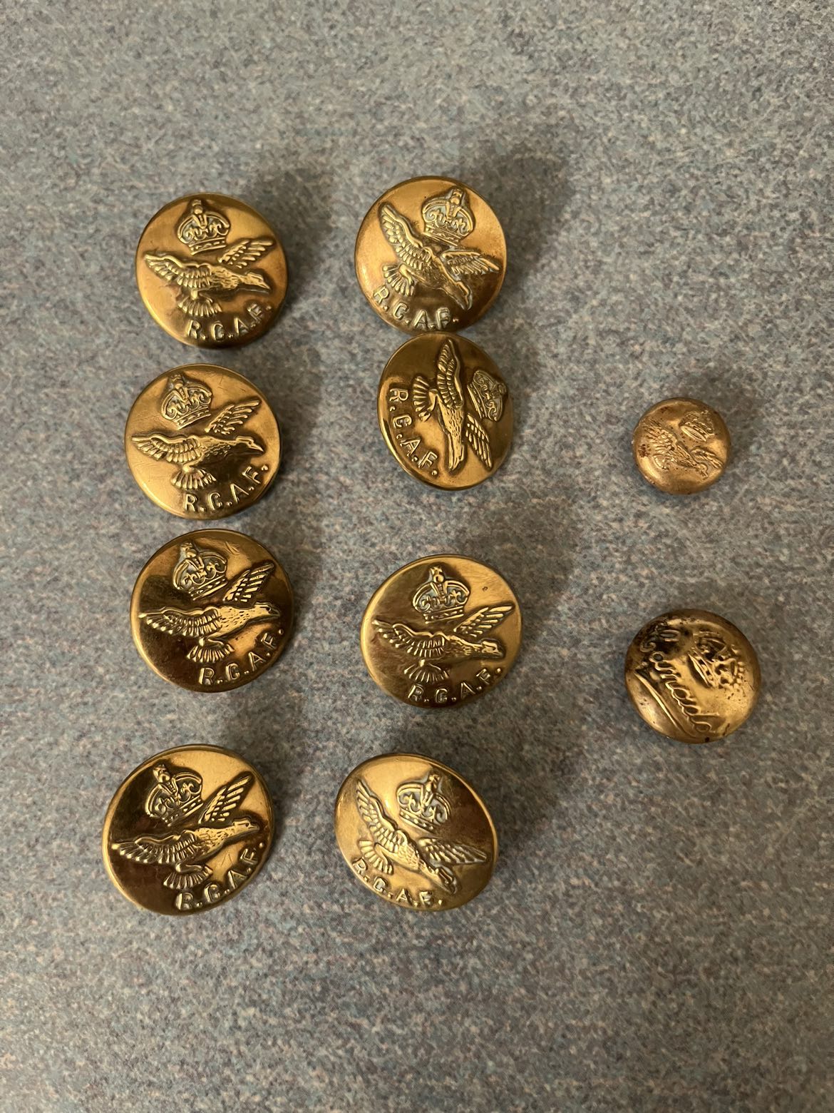 RCAF Royal Canadian Air Force brass buttons