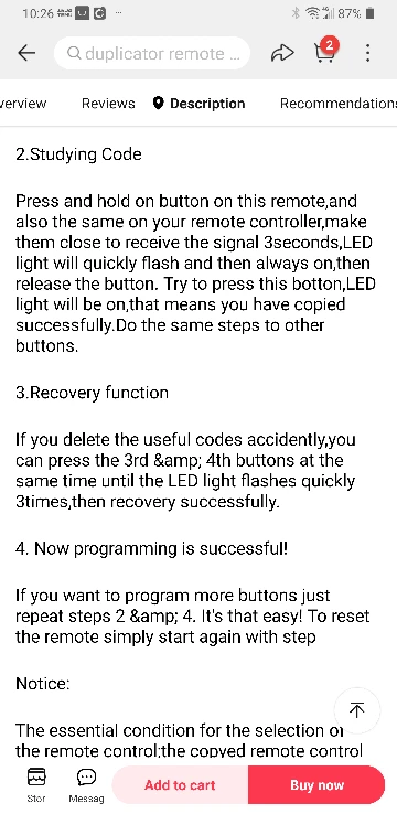 Garage Gate Remote Controller, Learning Programmable 433mHz RF image indicator(7)