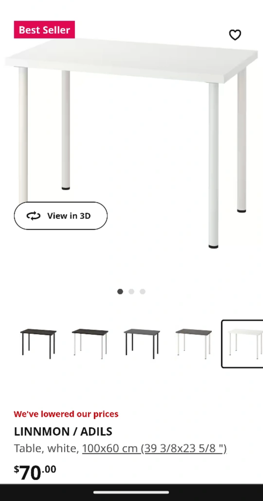 Ikea table Linnmon/Adils - photo 2