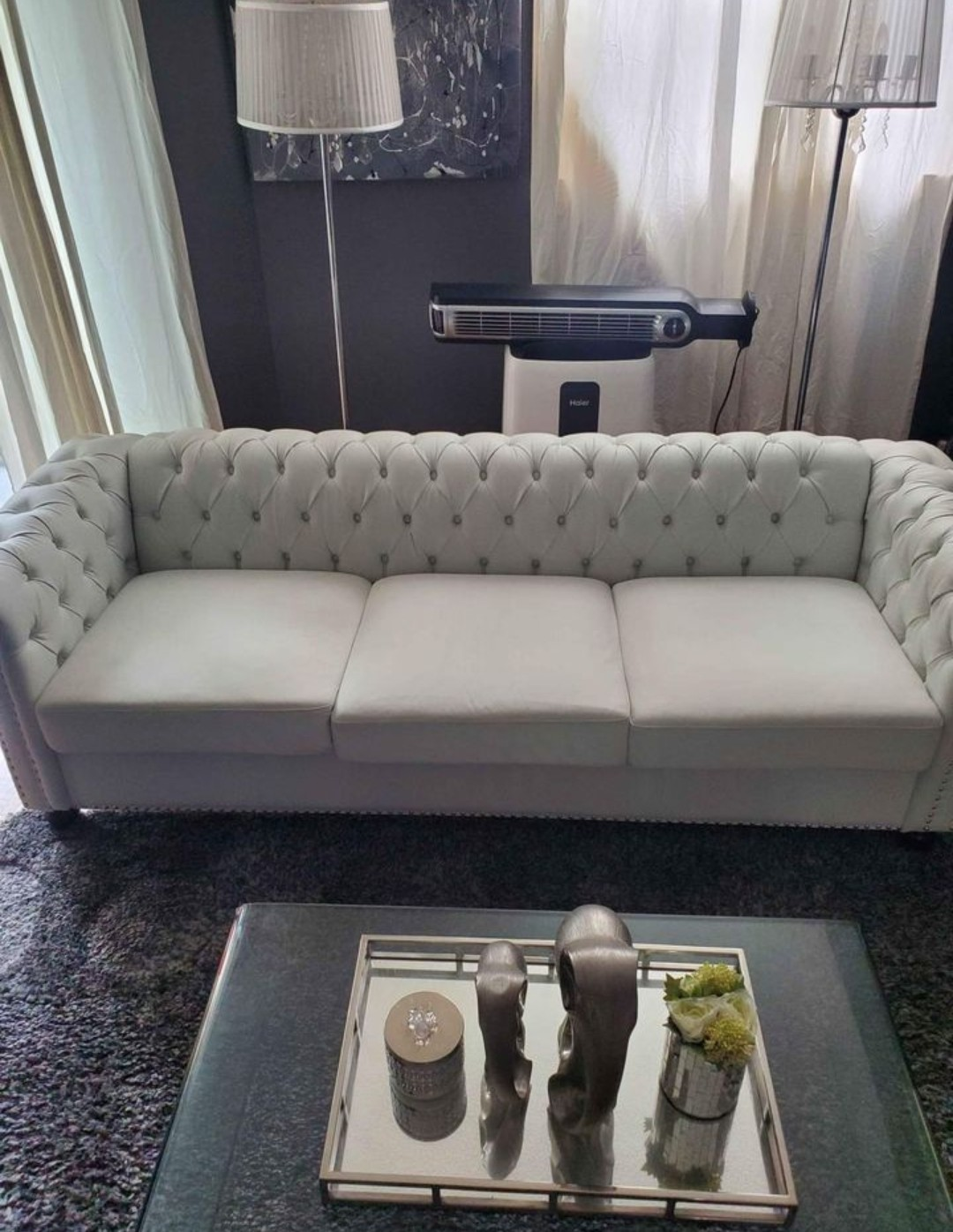 Beautiful Vegan Leather Tufted Sofa