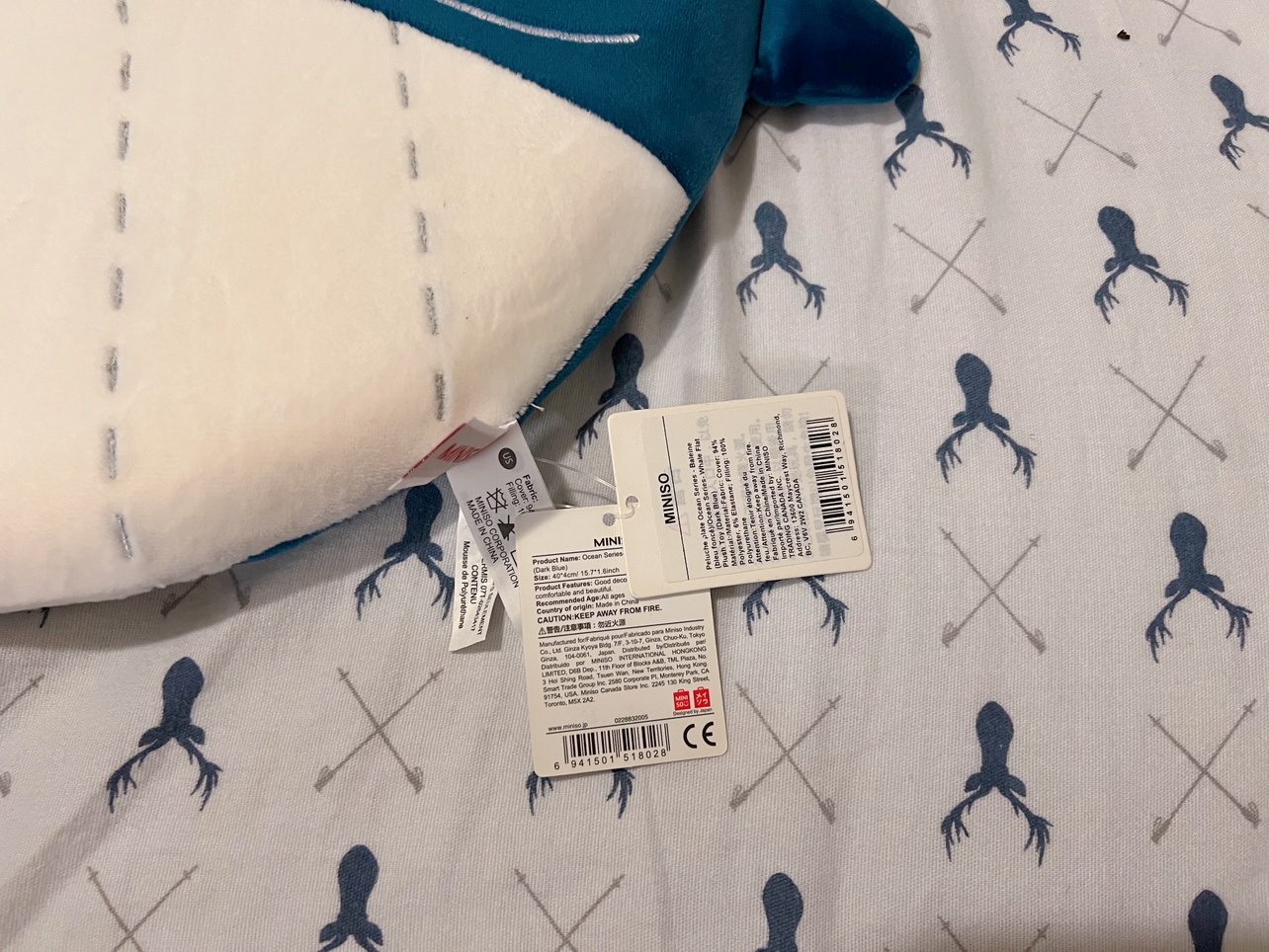 MINISO Whale Flat Plush Toy Brand New image indicator(3)