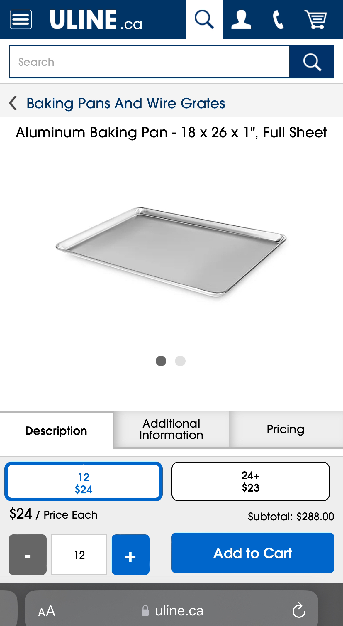 2 restaurant-quality aluminum baking pans by Uline (26x18x1) image indicator(4)