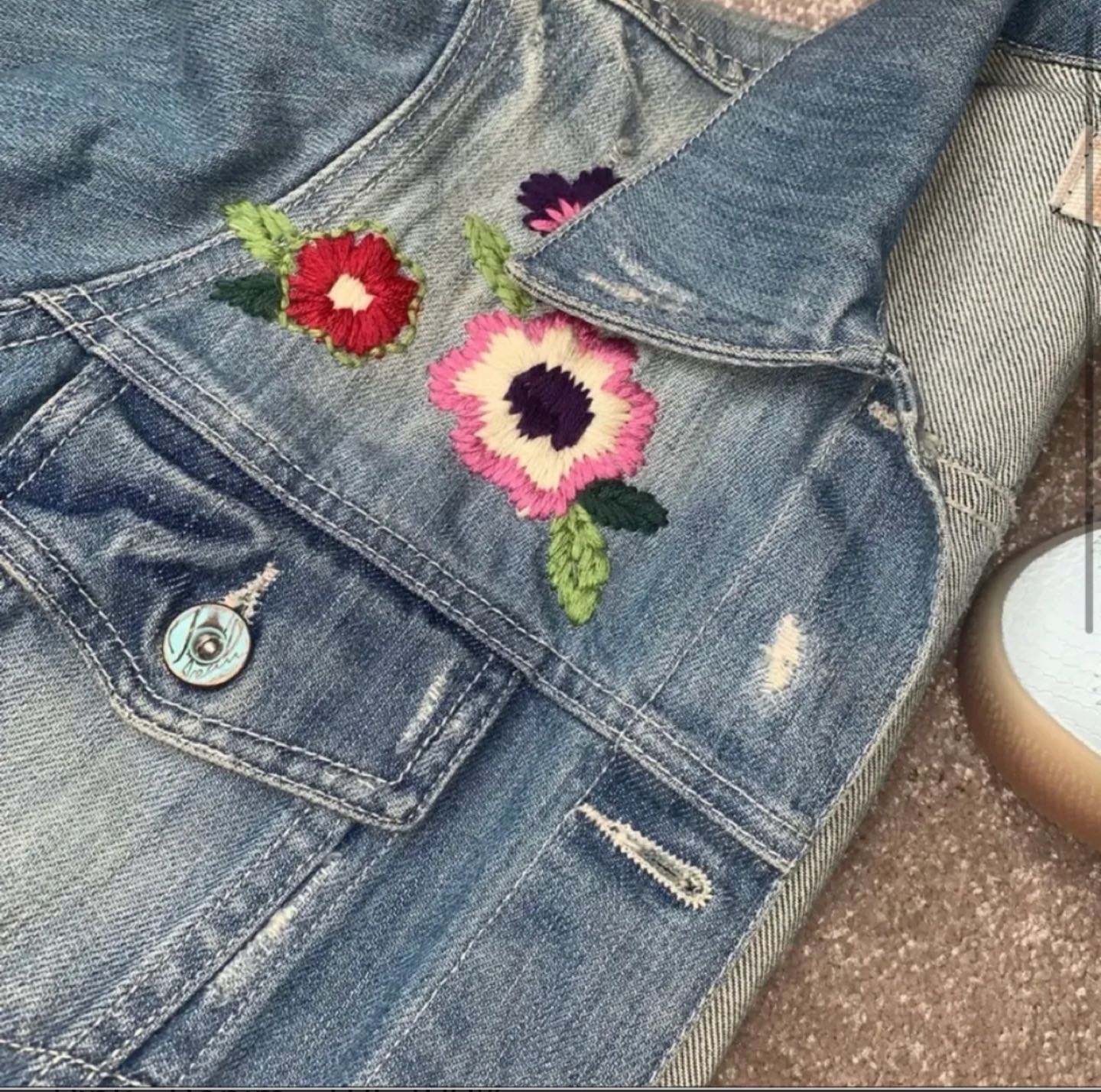 TRF 100% Distressed Cropped Denim Jacket - photo 2