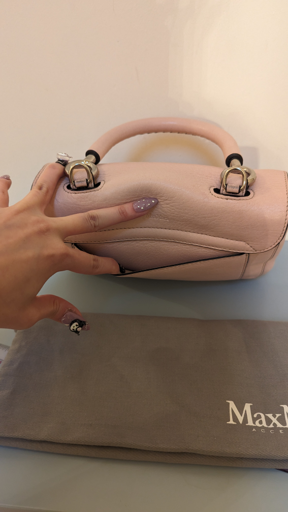 Authentic Max Mara pink leather crossbody top handle bag image indicator(6)