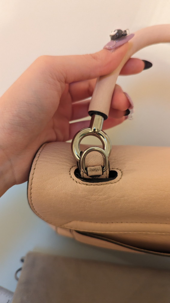 Authentic Max Mara pink leather crossbody top handle bag image indicator(7)